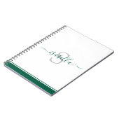 Modern Script Elegant Monogram Emerald Green Notitieboek (Linkerzijde)