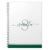 Modern Script Elegant Monogram Emerald Green Notitieboek (Voorkant)