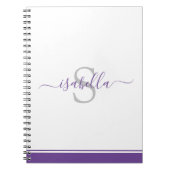Modern Script Elegant Monogram Paarse Notitieboek (Voorkant)