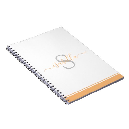 Modern Script Elegant Monogram Perzik Notitieboek (Rechterzijde)
