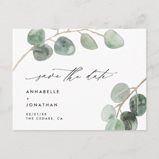 Modern script elegant  niet-fotobruiloft aankondigingskaart (Voorkant)