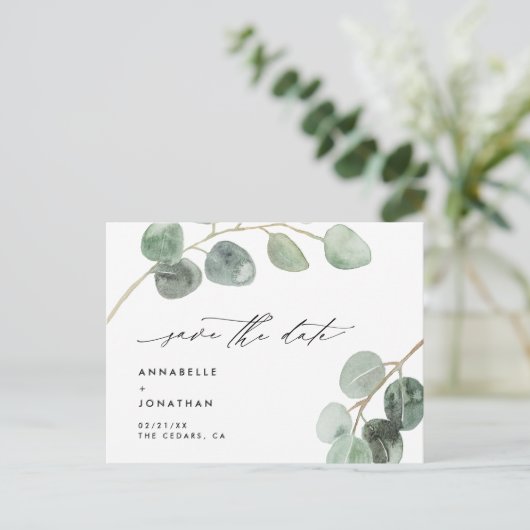 Modern script elegant  niet-fotobruiloft aankondigingskaart (Staand voorkant)