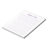 Modern Script Elegant Purple Lined Personalized Notitieblok (Linkerzijde)