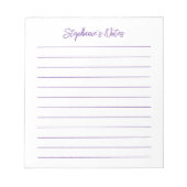 Modern Script Elegant Purple Lined Personalized Notitieblok (Voorkant)