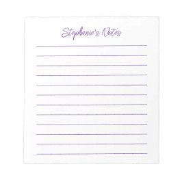 Modern Script Elegant Purple Lined Personalized Notitieblok