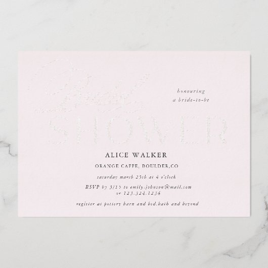 modern script elegant vrijgezellenfeest folie folie uitnodiging (Voorkant)