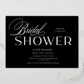 modern script elegant vrijgezellenfeest folie uitnodiging (Voorkant)