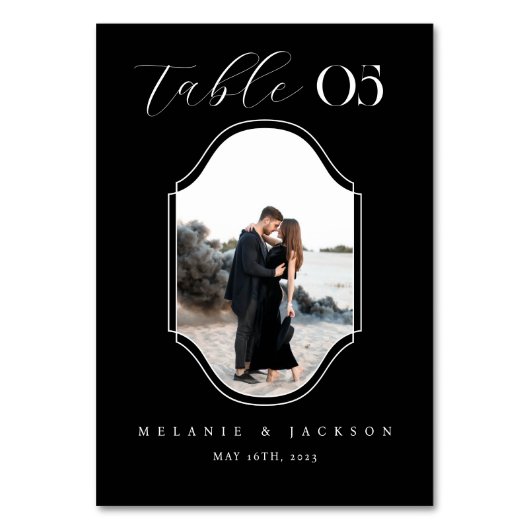 Modern Script Elegant Wedding Photo Lijst Black Kaart (Achterkant)
