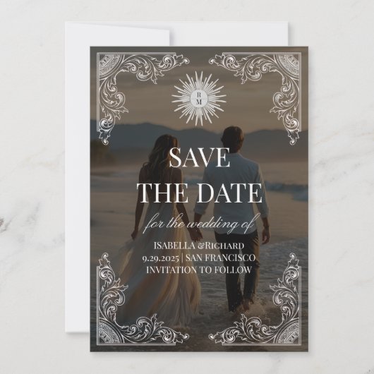 Modern Script Elegant Wedding Photo Save The Date (Voorkant)
