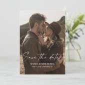 Modern Script Elegant Wedding Photo Save The Date (Staand voorkant)