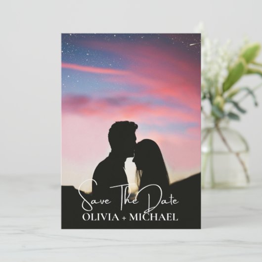 Modern Script Elegant Wedding Save The Date (Staand voorkant)