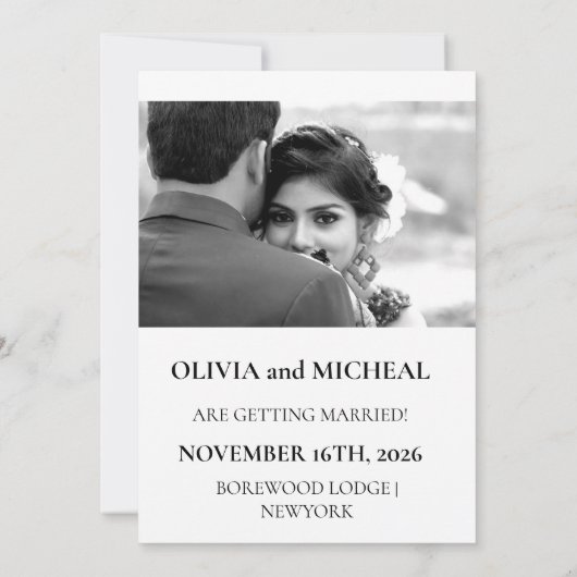 Modern Script Elegant Wedding Save The Date (Achterkant)
