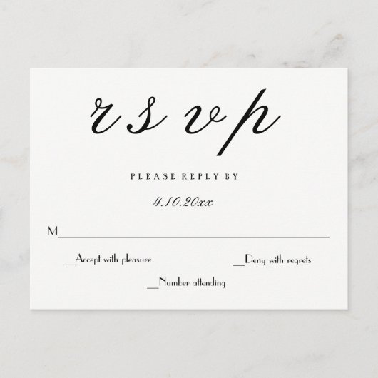 Modern script elegante bruiloft RSVP briefkaarten (Voorkant)