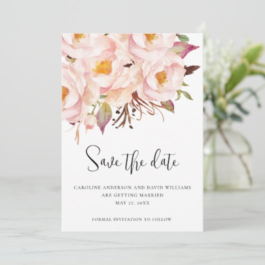 Modern Script Elegante bruiloft Save The Date (Staand voorkant)