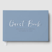 Modern Script Elegante Dusty Blue Wedding Gastenboek (Voorkant)