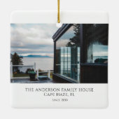 Modern Script Elegante Nieuwe Sweet Family Home Fo Keramisch Ornament (Achterkant)