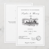 Modern Script Elegante QR Code Wedding Kaart (Voorkant / Achterkant)