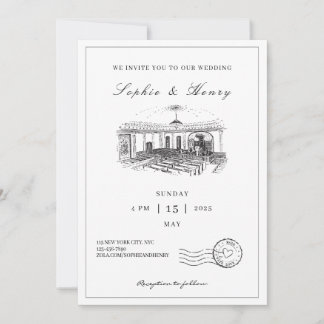Modern Script Elegante QR Code Wedding Kaart
