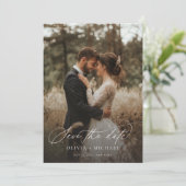 Modern Script Elegante trouwfoto Save The Date (Staand voorkant)