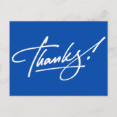 Modern Script Elektrisch Blauw Dankjewel Kaart (Voorkant)