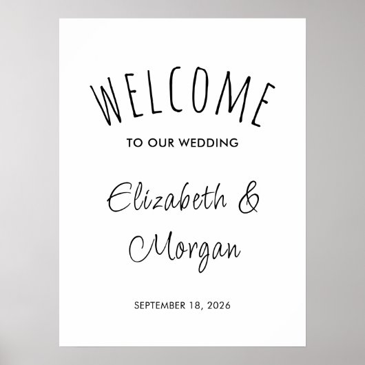 Modern script ellegant Wedding Welcome Sign Poster (Voorkant)