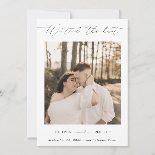 Modern Script Elopement Wedding Receptie Kaart (Voorkant)