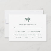 Modern script Emerald Green | Keuze uit weddenscha RSVP Kaartje (Achterkant)