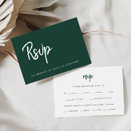Modern script Emerald Green | Keuze uit weddenscha RSVP Kaartje