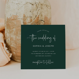 Modern script   Emerald Green Wedding Kaart