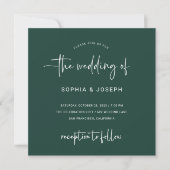 Modern script | Emerald Green Wedding Kaart (Voorkant)