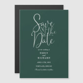 Modern Script Emerald Green Wedding Save the Date Magnetische Uitnodiging (Voorkant / Achterkant)