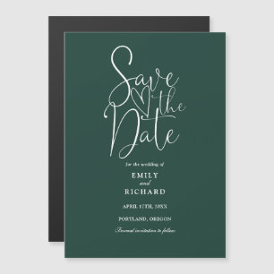 Modern Script Emerald Green Wedding Save the Date Magnetische Uitnodiging