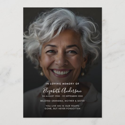 Modern script en foto in liefdevolle herinnering b programmakaart (Voorkant)