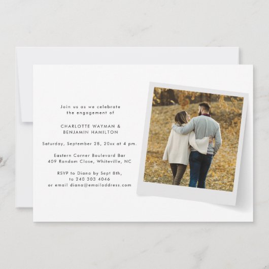 Modern Script en foto's verlovingsfeest Kaart (Achterkant)