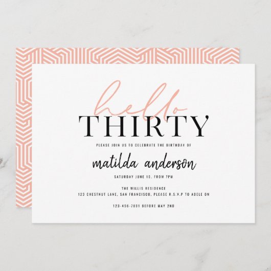 Modern script en geometrische dertigste verjaardag (Voorkant / Achterkant)