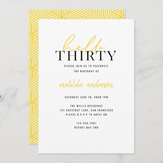 Modern script en geometrische dertigste verjaardag (Voorkant / Achterkant)
