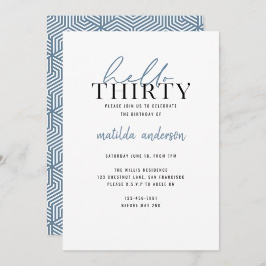Modern script en geometrische dertigste verjaardag (Voorkant / Achterkant)