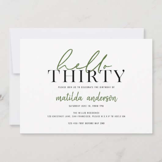 Modern script en geometrische dertigste verjaardag (Voorkant)