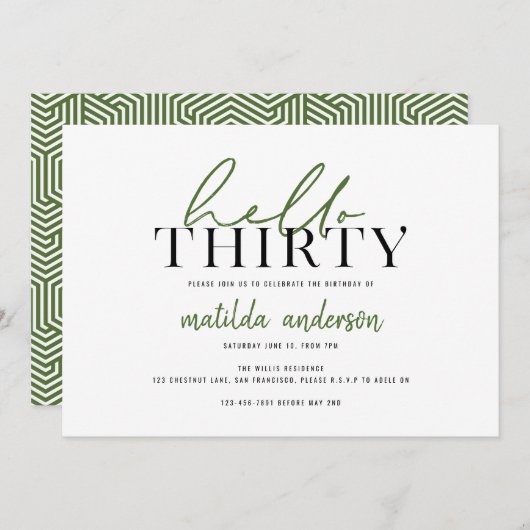 Modern script en geometrische dertigste verjaardag (Voorkant / Achterkant)