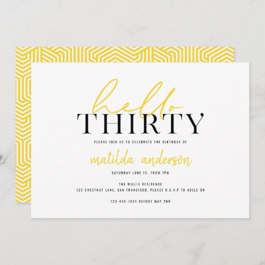 Modern script en geometrische dertigste verjaardag (Voorkant / Achterkant)