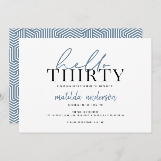 Modern script en geometrische dertigste verjaardag (Voorkant / Achterkant)