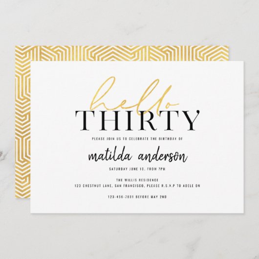 Modern script en geometrische dertigste verjaardag (Voorkant / Achterkant)