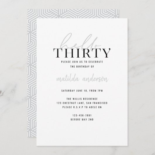 Modern script en geometrische dertigste verjaardag (Voorkant / Achterkant)