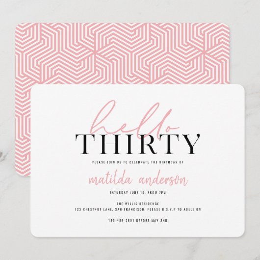 Modern script en geometrische dertigste verjaardag (Voorkant / Achterkant)