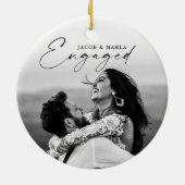 Modern Script Engaged 2 foto bruiloft Verloving Keramisch Ornament (Achterkant)