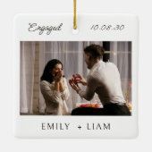 Modern Script Engagement Photo Keepsake Keramisch Ornament (Achterkant)