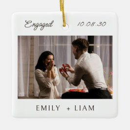 Modern Script Engagement Photo Keepsake  Keramisch Ornament