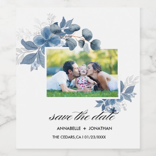 Modern Script Eucalyptus Bruisend Wijnlabel Wijn Etiket (Enkel label)