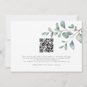 Modern Script Eucalyptus QR Code Bruiloft Kaart (Achterkant)