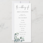 Modern Script Eucalyptus Trouwprogramma Kaart (Voorkant)